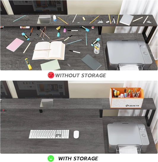66 L Shaped Computer Desk with LED Lights & Power Outlet – Home Office Corner Desk
