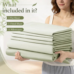 Bamboo Cooling Sheets Set 4/6 Pcs Silky Soft Breathable Hotel Luxury Bedding Set for Hot Sleepers 16 Inch Deep Pocket Wrinkle Resistant Machine Washable