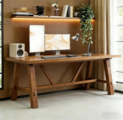 70.87" Solid Wood Executive Office Desk – Modern Computer & Writing Table