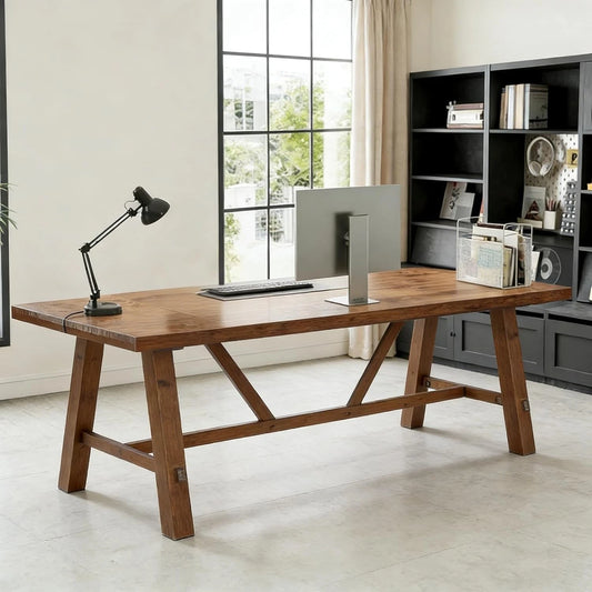 70.87" Solid Wood Executive Office Desk – Modern Computer & Writing Table