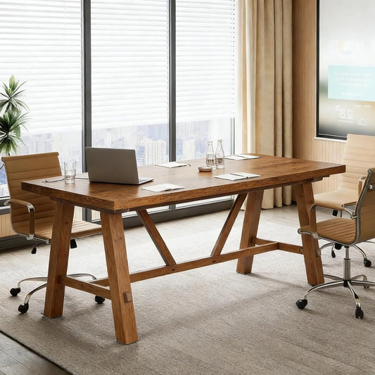 70.87" Solid Wood Executive Office Desk – Modern Computer & Writing Table