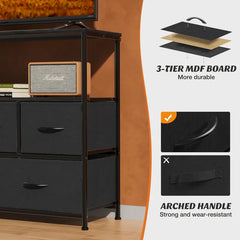 BROOKLYN Modern TV Stand - Sweet Indoor Furniture TV Console Cabinet with 5 Fabric Drawers, Open Storage Shelf, Living Room Decor, Room Storage for Bedroom, Apartment Furniture