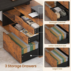 71" L-Shaped Executive Desk with Drawers & Shelves – Home Office Computer Desk
