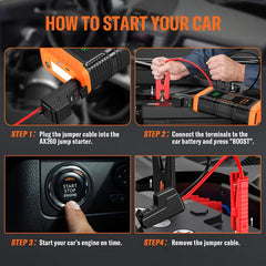 AsperX AX260 Jump Starter with Air Compressor, 3000A/150PSI  Car Battery Jump Starter, 12V Jumper Box Portable with Tire Inflator for Truck, Vehicle