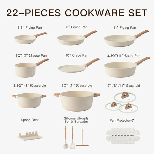22-Piece Non-Stick Ceramic Cookware Set
