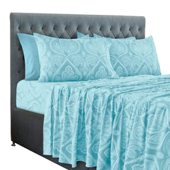 [Deals For You Days ] LUX DECOR 6-Pc Paisley Sheets & Solid Embroidered Bedsheet Set- Queen Sheets & Pillowcases - Upto 16" Deep Pocket Hotel Luxury Sheets Cozy Comfy Breathable & Cooling Sheets - Decorative Bedsheet Set - Summer Gifts