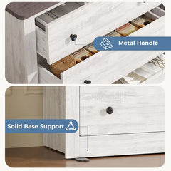 59in Wood Dresser 6 Drawer Storage Cabinet Vintage Dresser Chest of Drawers for Bedroom and Living Room
