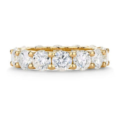 PAVOI 14K Gold Plated Eternity Ring for Women - Statement Eternity Band Rings with Round Cubic Zirconia - Stackable Wedding Band - Travel Bridal Jewelry