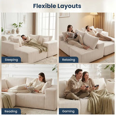 108" Boneless Couch, Cloud Sectional Couch with L-Shape Chaise, Modular Sectional Sofa with Deep Seat, Fluffy Couch for Living Room Bedroom, No Assembly Required