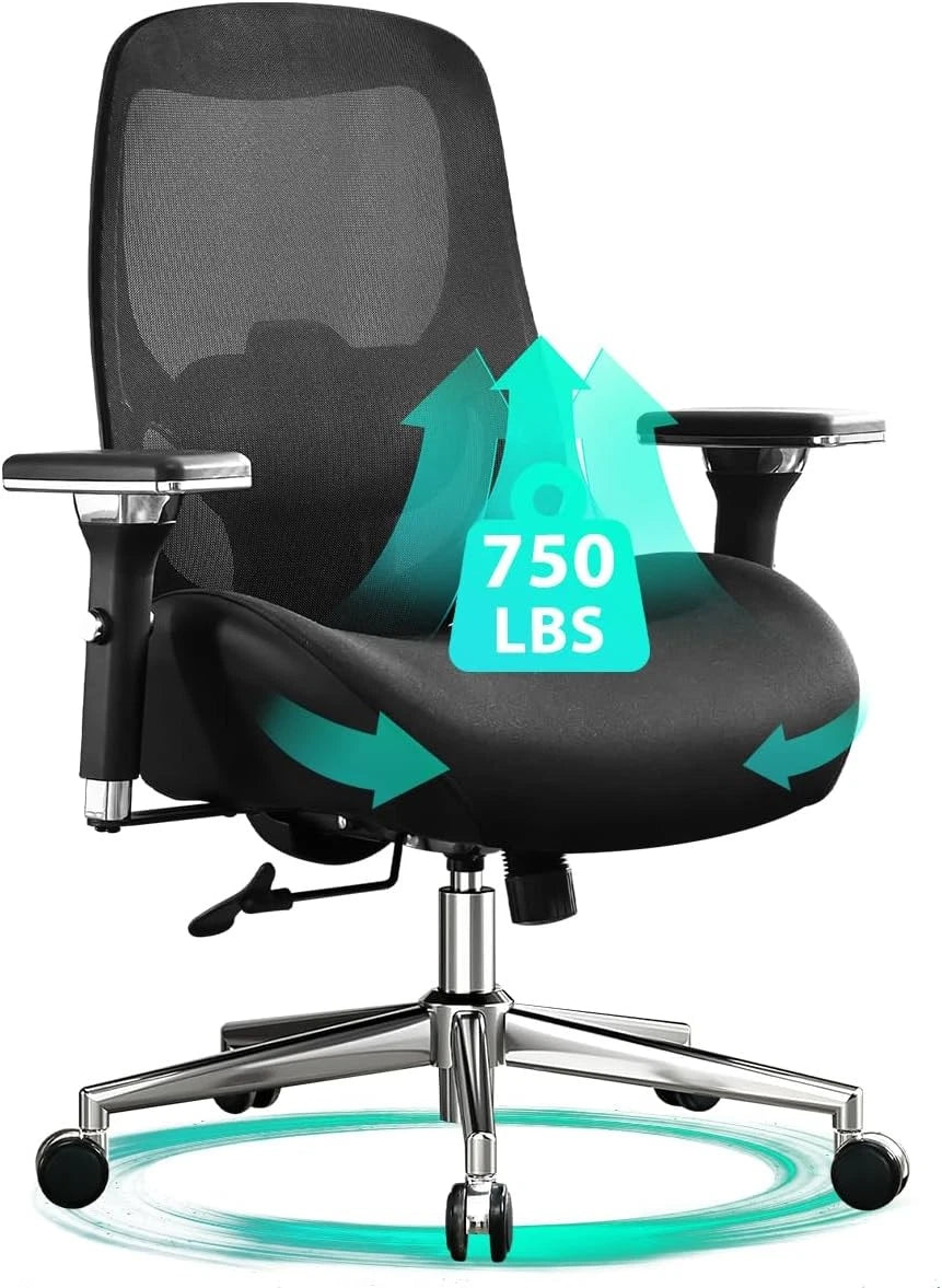 750 lbs Big & Tall Office Chair – Extra Wide Ergonomic Desk Chair with Thick Seat Cushion