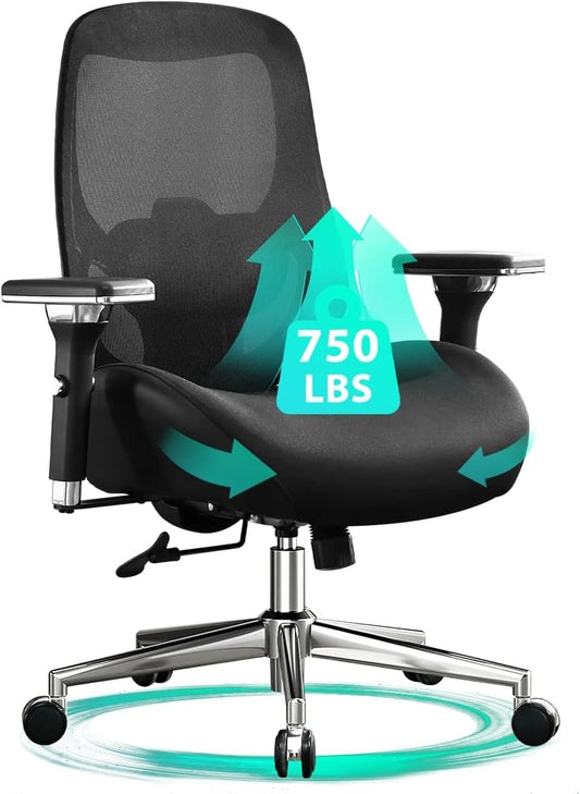 750 lbs Big & Tall Office Chair – Extra Wide Ergonomic Desk Chair with Thick Seat Cushion