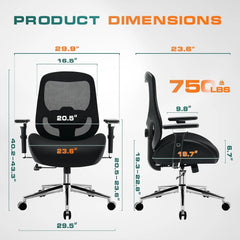 750 lbs Big & Tall Office Chair – Extra Wide Ergonomic Desk Chair with Thick Seat Cushion