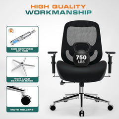 750 lbs Big & Tall Office Chair – Extra Wide Ergonomic Desk Chair with Thick Seat Cushion
