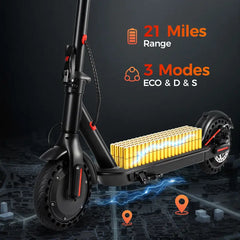 Electric Scooter, 19 MPH Max Speed, 21 Miles Range, 350W Motor, Long Range Battery, 8.5'' Solid Tires, Climbable, Dual Brakes, App, Foldable Portable Commuter Scooter, Perfect Gift for Adults Teens