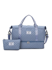 Large Capacity Travel Bag Set, Letter Pattern Zipper Travel Bag with Shoe Compartment, Casual Sports Fitness Bag for Women & Men, Weekender Travel Set