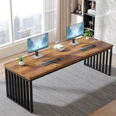 78.74" Extra Long 2 Person Computer Desk with Metal Frame – Double Office Work Desk