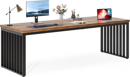 78.74" Extra Long 2 Person Computer Desk with Metal Frame – Double Office Work Desk