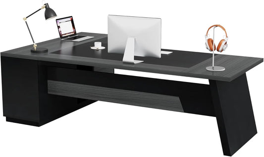78 L-Shaped Executive Desk with Drawers & File Cabinet – Large Modern Office Desk