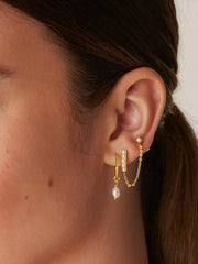 PAVOI 14K vergoldete Kettenohrringe für Damen – Ohrringe mit doppelter Kette und Stecker – Ohrstecker mit Zirkonia und Manschette für Damen