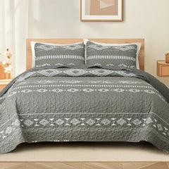 【dealsforyou】Parures de lit réversibles imprimées ultra douces Baleines Flottilla, très grand lit, couvre-lits et couvre-lits légers à motifs géométriques et rayures avec 2 taies d'oreiller pour toutes les saisons