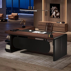 81" L-Shaped Executive Office Desk with File Cabinet – Large Commercial Computer Desk