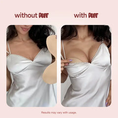 PUFF Adhesive Bra – No.1 Push-up Sticky Bra, Waterproof & Sweat-proof Invisible Bra, Reusable Silicone Adhesive Bra for Women, Includes Storage Board & Replaceable Pads