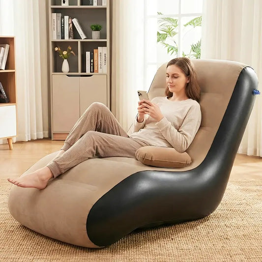 Mother’s Day gift S-Shaped Lounger (with Air Pump) — Portable PVC Sofa Bed, Versatile Indoor/Outdoor Air Cushion Chair; Ideal for Patios, Gardens, Beaches, and Leisure Areas; Modern Backrest Chair & Travel Seat