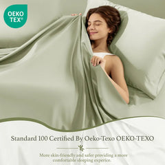 Bamboo Cooling Sheets Set 4/6 Pcs Silky Soft Breathable Hotel Luxury Bedding Set for Hot Sleepers 16 Inch Deep Pocket Wrinkle Resistant Machine Washable
