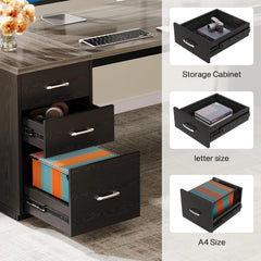 85.8" L-Shaped Executive Desk – Large Modern Office Computer Desk with File Drawers
