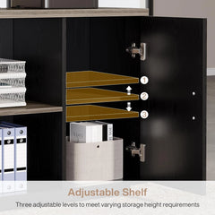 85.8" L Shaped Executive Desk with File Drawers – Large Modern Office Computer Desk
