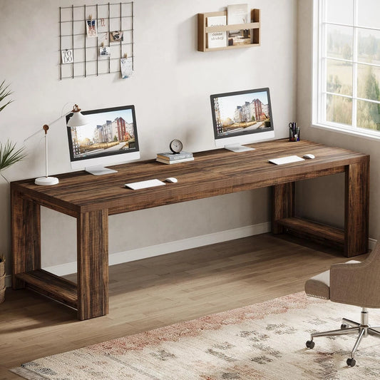 86.6" Extra Long Two Person Desk – Double Computer & Writing Table for Home Office
