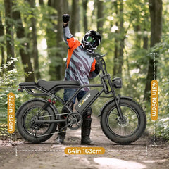 [VOLTVOGU]   1500W Electric Off-Road Bike: 20-Inch Full-Suspension E-Motorcycle with 48V 18Ah 40-70 Mile RangeAh Removable Battery, 31MPH Top Speed, 2-Seater, LED Headlights & 20" All Terrain Fat Tire UL 2849  Ebike Electric Motorcycle