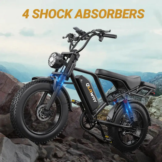 [VOLTVOGU]   1500W Electric Off-Road Bike: 20-Inch Full-Suspension E-Motorcycle with 48V 18Ah 40-70 Mile RangeAh Removable Battery, 31MPH Top Speed, 2-Seater, LED Headlights & 20" All Terrain Fat Tire UL 2849  Ebike Electric Motorcycle