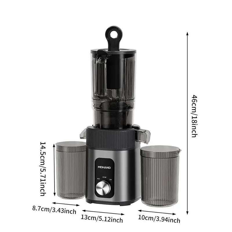 MDHAND Cold Press Juicer - Juicer Machines, 200W Juicer with 112mm Large Feed Chute, Quiet & Powerful 60 RPM, Reverse Function, Easy to Clean, Stainless Steel Housing#fathersdaygift