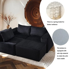 【3 sous-colis】 Canapé d'angle modulaire en L Niccae 101" – Canapé nuage sans structure en tissu côtelé, soutien en mousse à mémoire de forme et conception sans assemblage – Canapé moelleux parfait pour le salon