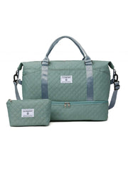 Large Capacity Travel Bag Set, Letter Pattern Zipper Travel Bag with Shoe Compartment, Casual Sports Fitness Bag for Women & Men, Weekender Travel Set