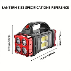 High Power LED Flashlights Camping Torch Work Light Charge 2-In-1 Solar Powered 4LED High Brightness Rechargeable Flashlight Portable Design 4 Lighting Modes USB Charging Suitable for Hiking Outdoor Exploration & Emergency Use,campingessentials,outdoorfur