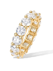 PAVOI 14K Gold Plated Eternity Ring for Women - Statement Eternity Band Rings with Round Cubic Zirconia - Stackable Wedding Band - Travel Bridal Jewelry
