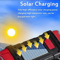 High Power LED Flashlights Camping Torch Work Light Charge 2-In-1 Solar Powered 4LED High Brightness Rechargeable Flashlight Portable Design 4 Lighting Modes USB Charging Suitable for Hiking Outdoor Exploration & Emergency Use,campingessentials,outdoorfur