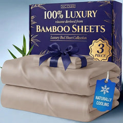 Ensemble de draps en bambou 4 pièces DECOLURE – Literie 100 % viscose rafraîchissante, ultra douce, poches profondes de 43 cm, double couture, certifié OEKO-Tex, hypoallergénique pour les personnes ayant chaud la nuit