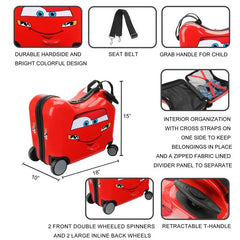 Valise rigide à roulettes Disney Cars à monter - Rouge