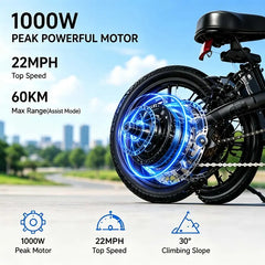 Electric Folding Ebike with Advanced Tech, 650W Motor, 48V 15Ah Battery, 22 mph Speed, 8-Level Shock Absorption, 60Km Range, Dual Disc Brakes, UL2849 Certified for Hardcore Outdoor Cycling, Budget Sport Ebike, Ebikes