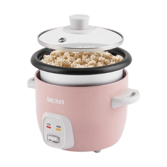 AROMA  4-Cup Cooked/ 1Qt. Rice & Grain Cooker, One-Touch Operation, Automatic Warm Mode, ARC-302NGP #Baby Pink