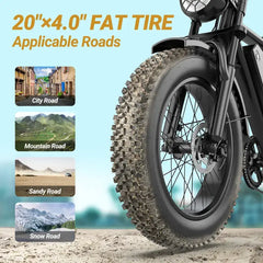 Qlaway BK20 Electric ebike | Peak Power 1500W | Full Suspension | Top Speed 31 MPH | Range 40-70 Miles | 48V 18Ah Removable Battery | 2-Seater Design | LED Headlights | 20-Inch All-Terrain Fat Tires | UL 2849 Certified ebike