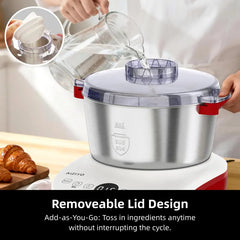 AIZIYO DoughChief 7Qt Elektrische Teigknetmaschine mit Fermentierfunktion, Teigmaschine mit Schüssel aus 304er Edelstahl, Mikrocomputersteuerung, nach oben gerichtetes Touchpanel, leicht zu reinigen für Brot & Pizza