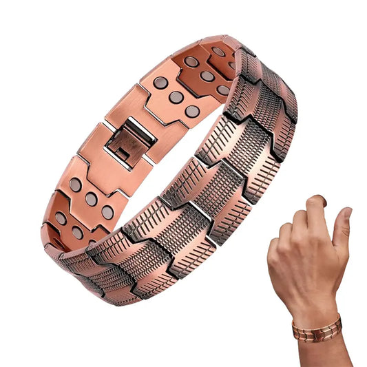 Pure Copper Magnetic Bracelet for Men – 3500 Gauss Magnets, Adjustable & Hypoallergenic. Stylish Wellness Gift for Him, Relieve Fatigue & Boost Energy, is a jewelry magnetic bracelet for daily wear and activities,Father's Day Gift