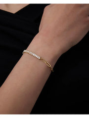 PAVOI 14k Gold Plated Tennis Bracelets for Women - Paperclip Link Chain and Cubic Zirconia Gold Bracelet - Trendy Bridal Jewelry
