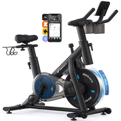 Merach Exercise Bike with New RPM Game Mode for Home Stationary Bike Enhanced Electronic with Holder Silent Belt Drive and Comfortable Seat Cushion for Cardio Workout Exclusive App ,Tablet Mount and Fitness Courses Gym machine Summervibes