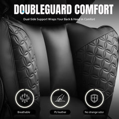 Office Chair Ergonomic Leather High Back Gaming Chair with Footrest, Adjustable Armrests