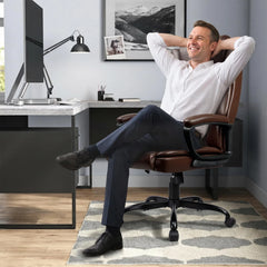Adjustable High Back PU Leather Executive Office Chair – 360° Swivel Desk Chair